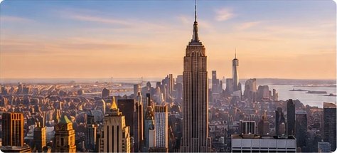 New York City skyline at sunset
